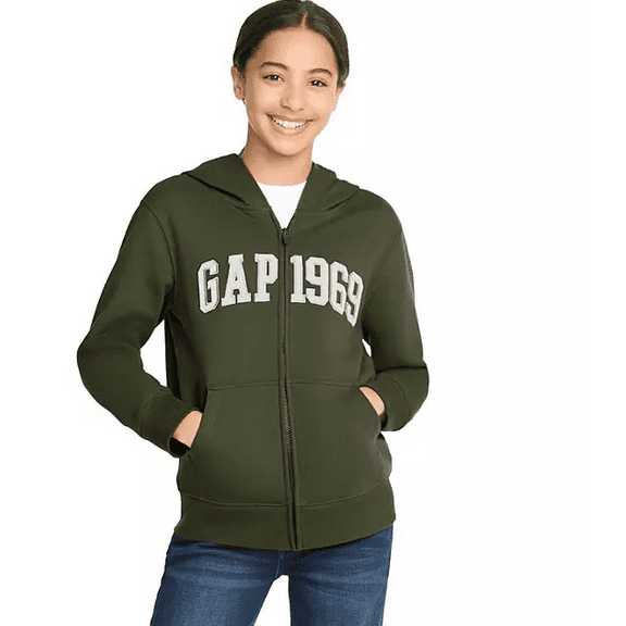 Gap Kids Full Zip Fleece Hoodie Army Green 6/7