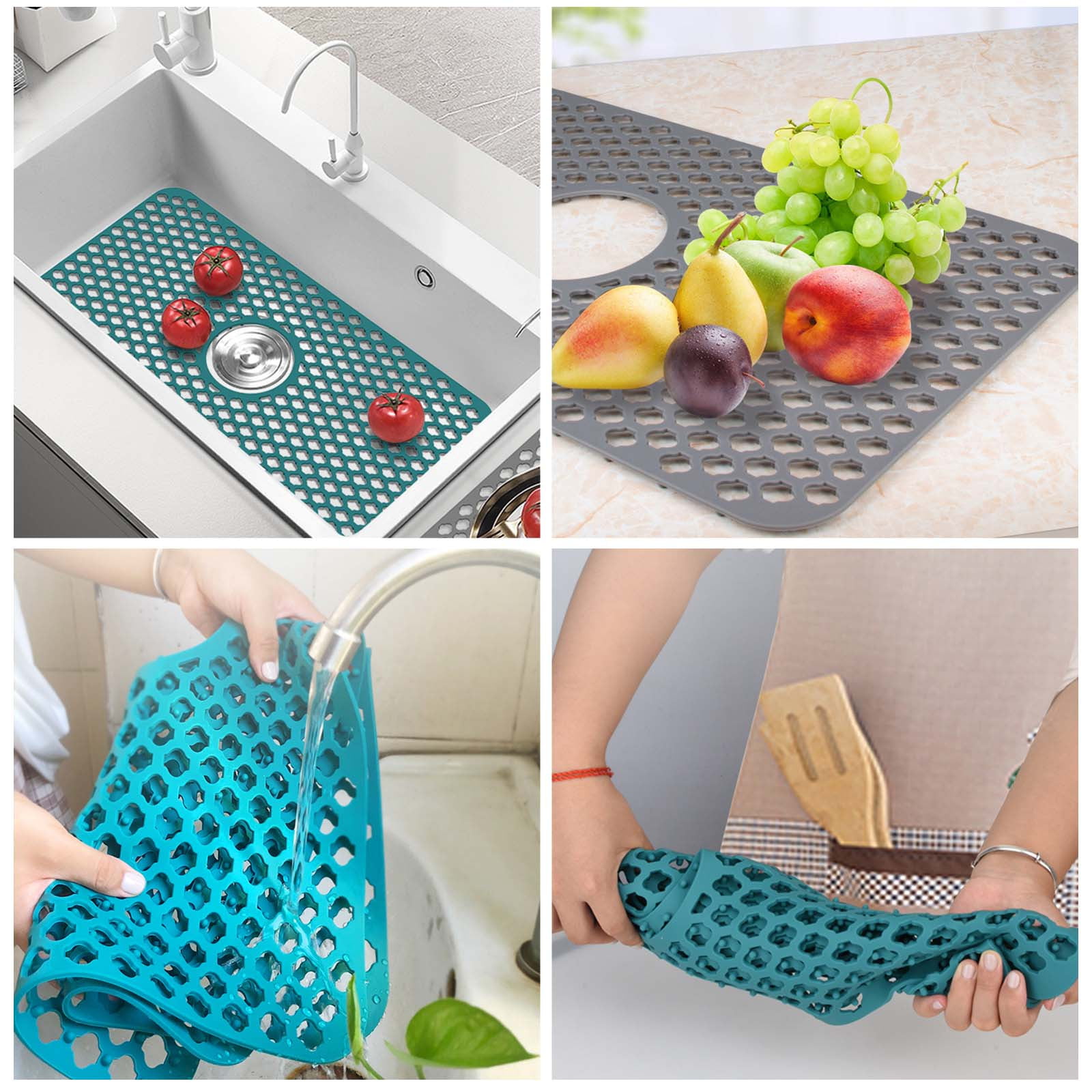 Tarmeek Silicone Sink Protector, Rear Drain Kitchen Sink Mats Grid  Accessory,1 PC Folding Non-slip Sink Mat for Bottom of Farmhouse Stainless  Steel