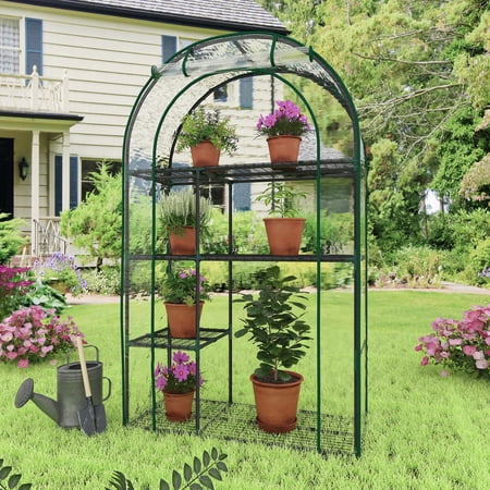 GAZEBETER Small Greenhouse 4-Tier 40 x 18 x 63 Mini Greenhouse for Indoor Outdoor Portable Plastic Plant Green House Mini with Roll-up Zipper Door Clear