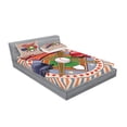 thumbnail image 2 of Ambesonne Colorful Fitted Sheet & Pillow Sham Set, Retro Pop Art Baseball, Queen, Multicolor, 2 of 2