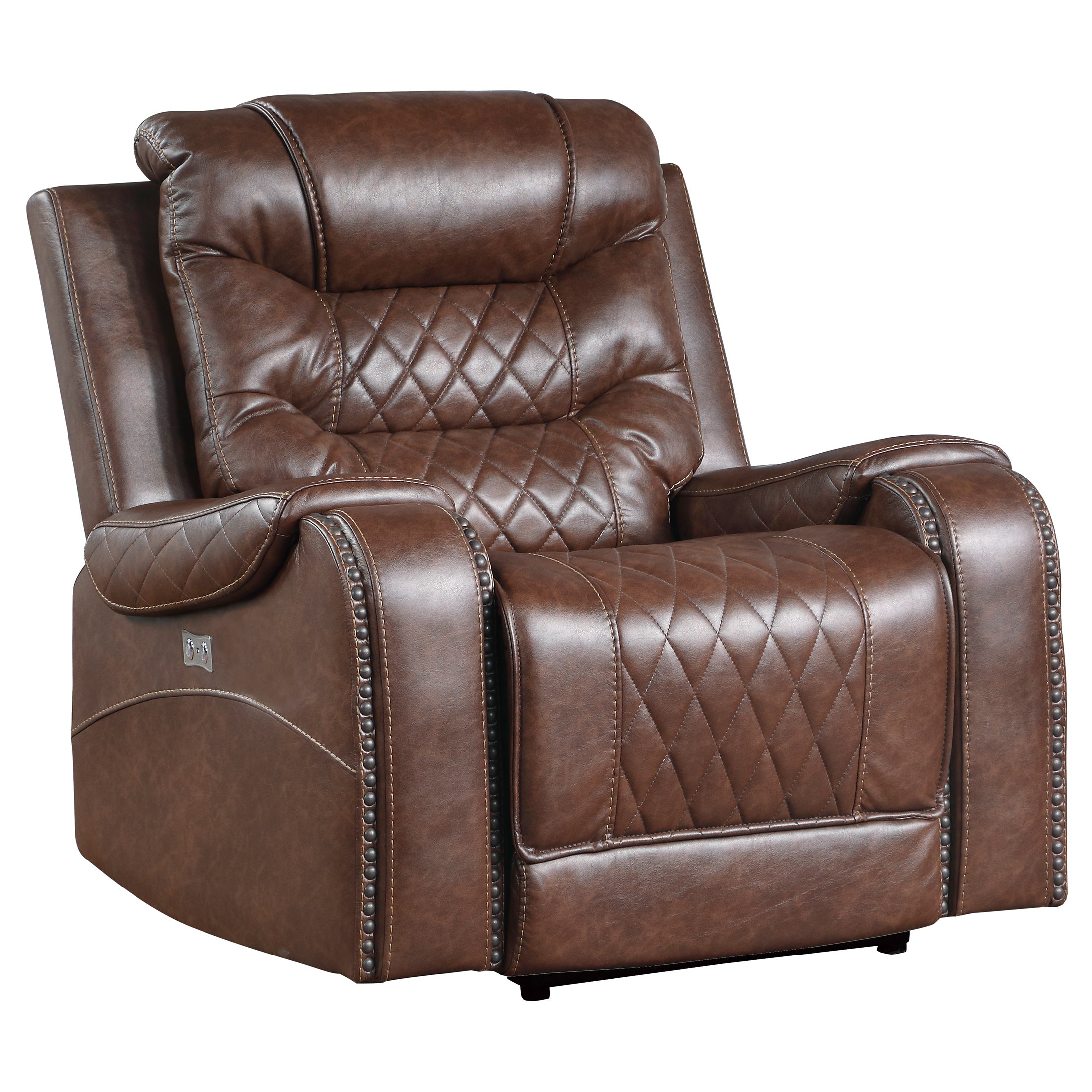 OakvillePark Ridder Polished Microfiber Upholstered Power Reclining Chair, Brown