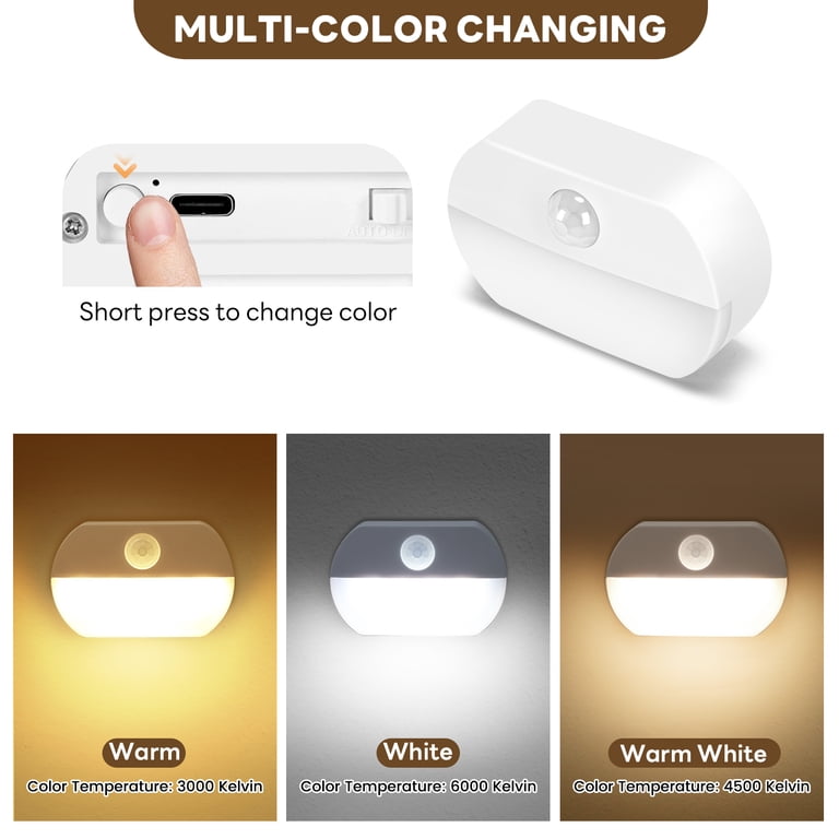 Zisuyu 3-Pack Rechargeable Motion Sensor LED Night Lights photo 5