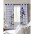thumbnail image 4 of Spring Easter Blackout Curtains for Bedroom Living Room Darkening Curtains 90 Inch Bunny Botanical Flowers Leaves Purple Check Black Out Window Curtain Privacy Window Treatment Drapes 52"x90"x2, 4 of 9