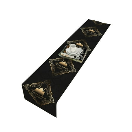

Eid Mubarak Table Runner Flag Muslim Ramadan Kareem Mosque Lantern Moon Star Print Rectangle Tablecloth Cover Islamic Party Decor