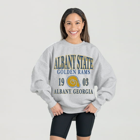 Women's Gameday Couture Ash Albany State Golden Rams Premium Fleece Pullover Sweatshirt