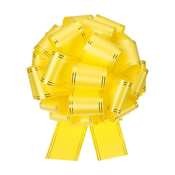 14 Inch Giant Large Pull Bow Big Metallic Car Bows Ribbon with Gold Edge for Wedding Presents Gift Wrapping Christmas, Yellow
