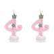 thumbnail image 1 of 2pcs Party Cake Candles Birthday Digital Candles Small Crown Decorated Candles For Decoration Number 4 Crown Design (pink), 1 of 2
