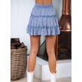 thumbnail image 6 of Womens High Waist Floral Print A Line Short Skirt with Ruffled Hem Elegant Summer Skirt Blue Dots L, 6 of 9