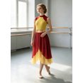 thumbnail image 6 of SiiRoh Womens Sleeveless Ballet Dancewear Ballroom Dance Leotard Dress Mock Neck Liturgical Praise Worship Dress Tunic Prom Dresses Red&Yellow L, 6 of 6