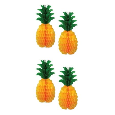 Beistle S55105-12AZ2 Tissue Paper Pineapple, 12", Yellow/Green, 4 Piece
