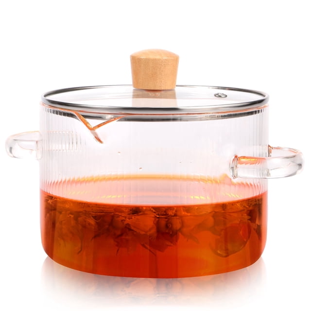 Clear Glass Cooking Pot Borosilicate Simmer Pot With Lid Heat Resistant Stovetop Cookware (m )