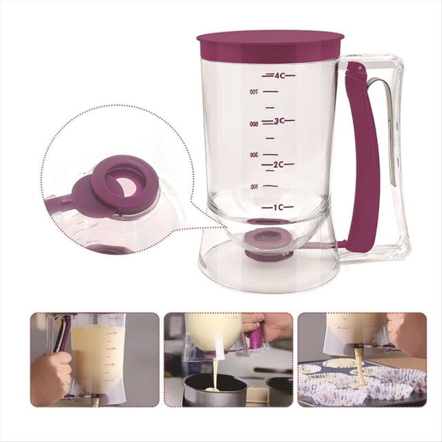 Dispensador de Masa para Panqueques y Cupcakes Dispensador de Masa Adecuado para Cocinar Cualquier Producto Horneado Rojo