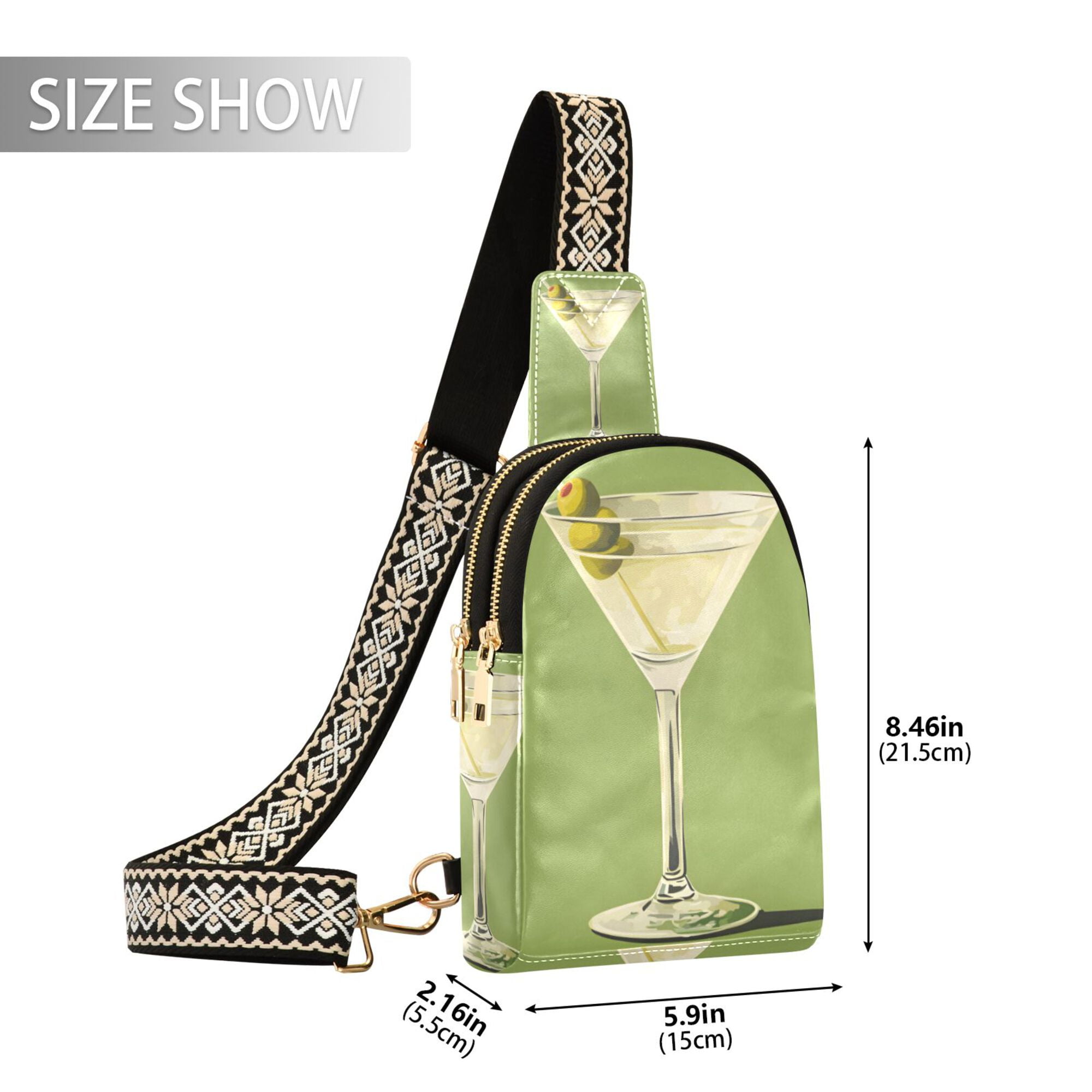 FORMRS Womens Crossbody Sling Bag Travel Daypack Shoulder Chest Backpack, Martini with Olive