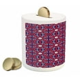 thumbnail image 2 of Orient Piggy Bank, Moroccan Pattern with Middle Eastern Oriental Effects Old-Fashioned Design, Ceramic Coin Bank Money Box for Cash Saving, 3.6" X 3.2", Indigo Red White, by Ambesonne, 2 of 4