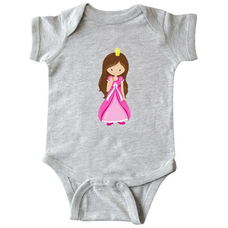 

Inktastic Cute Princess Brown Hair Princess In Pink Dress Gift Baby Girl Bodysuit