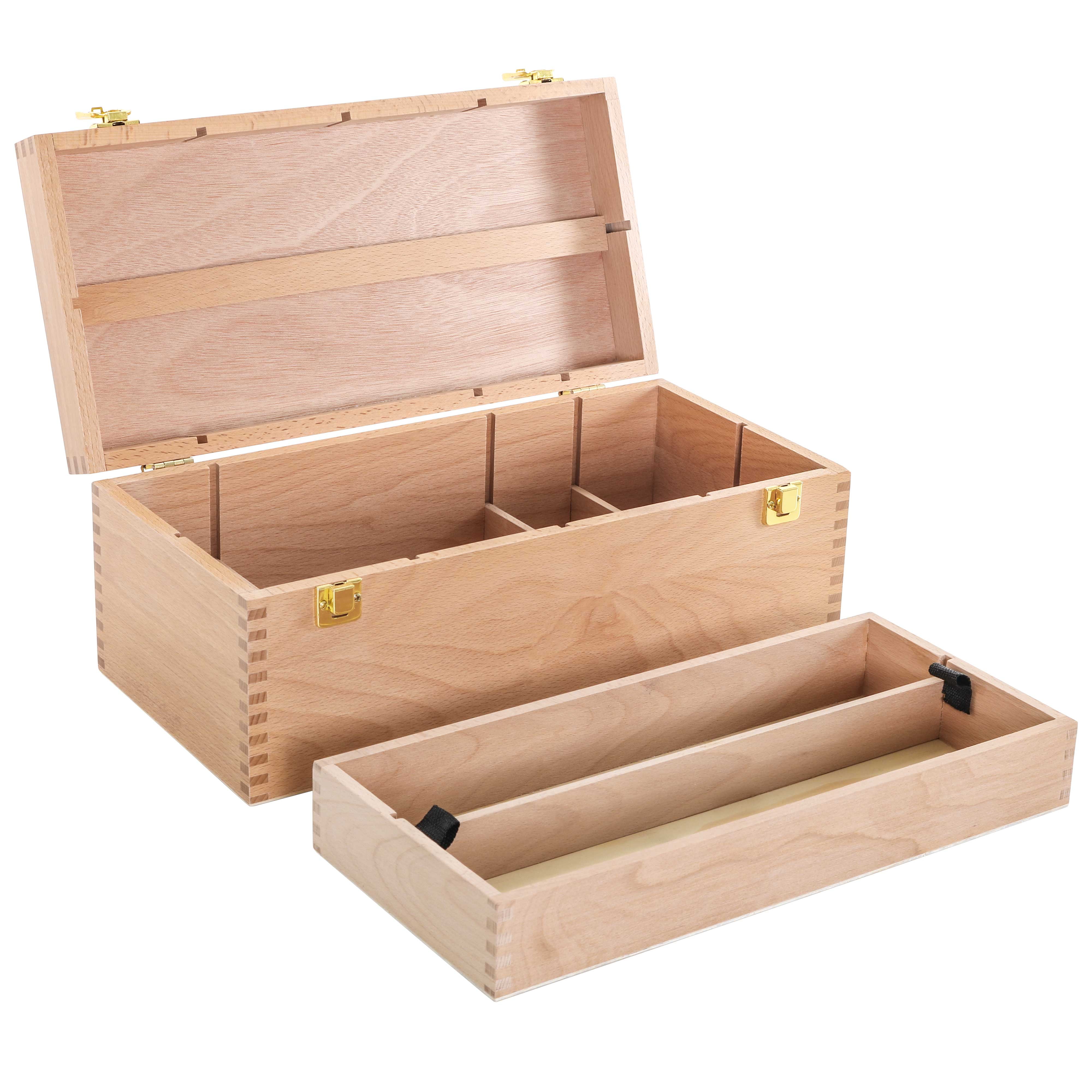 US Art Supply® Artist Wood Pastel, Pen, Marker Storage Box with Drawer