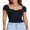 Black, variant on Douhoow Women's Slim Fit Crop Tops Casual Solid Color Low Cut Short Sleeve Tight Tee Shirt Basic Streetwear