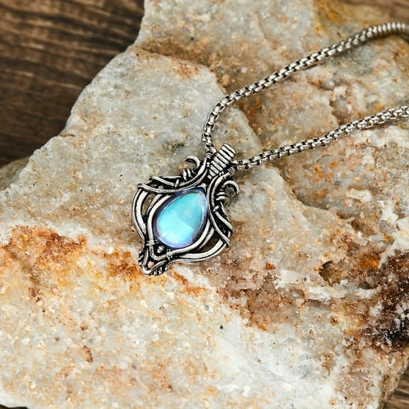 Bohemian Lotus Moonstone Pendant Necklace Temperament Charm Women's Necklace Holiday Jewelry