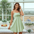 thumbnail image 4 of Vestido Mini Plisado con Tirantes Finos y Corsé para Mujer, Corte en A, Entallado y Acampanado. Verde S, 4 of 10