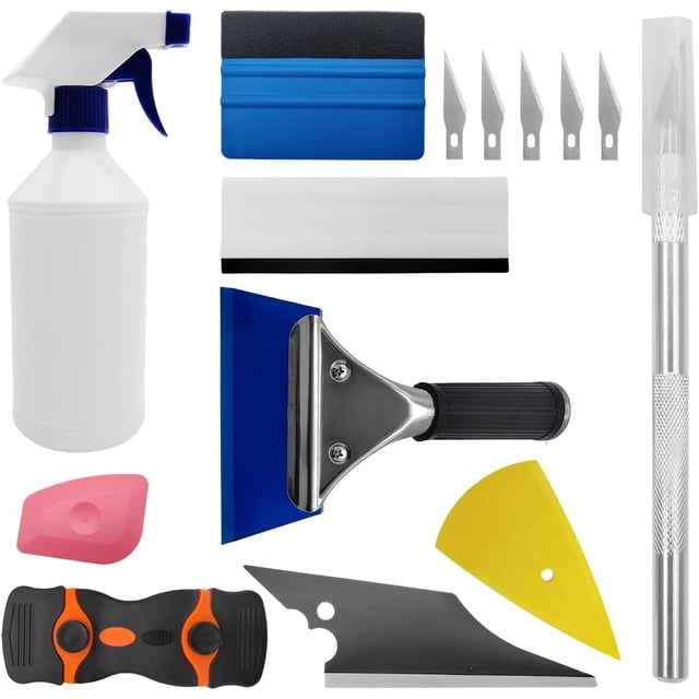 shiyou-14 PCS Car Window Tint Application Tools Kit, Car Window Glass Protective Film Complete Installation Kit, Professional Window Tint Tools Include Squeegees Knife Blades Spray Bottle