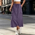 thumbnail image 5 of Titcea Cargo Skirts for Women Elastic High Waisted Drawstring Loose Side Slit Solid Color Maxi Skirt with Pockets Trendy Casual Cozy Streetwear Long Utility Skirt, 5 of 9