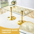 thumbnail image 4 of Hi loPres 71" Luxury Glass Dining Table with 6 Dark Gray Gold Cantilever Chairs, Modern 6-Person Gathering Center with Gold Pedestal for Chic Dining Room, 4 of 11