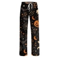 thumbnail image 4 of Zydvens Women Halloween Pajama Pants Wide Leg Lounge Wear with Pockets Soft Elastic Waist Drawstring Sleepwear Bottoms Spooky Orange Ghost Doodle Print Costume Cosplay S-3XL, 4 of 7