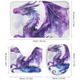 thumbnail image 3 of 4Pcs Fantasy Dragon Shower Curtain Set with Rugs, Toilet Lid Cover and Bath Mat, Watercolor Theme Purple Animal Mystical Bathroom Curtains Decor Shower Curtains, 72" x 72", 3 of 8