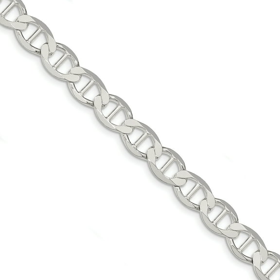 Primal Silver Sterling Silver 9.95mm Polished Flat Anchor Chain Bracelet
