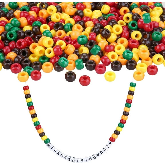 1200Pcs Fall Thanksgiving Pony Beads,Bulk Beads for Jewelry Making,0.24In Colors Fall Plastic Craft Beads for Party,DIY,Crafts,Necklace,Bracelet
