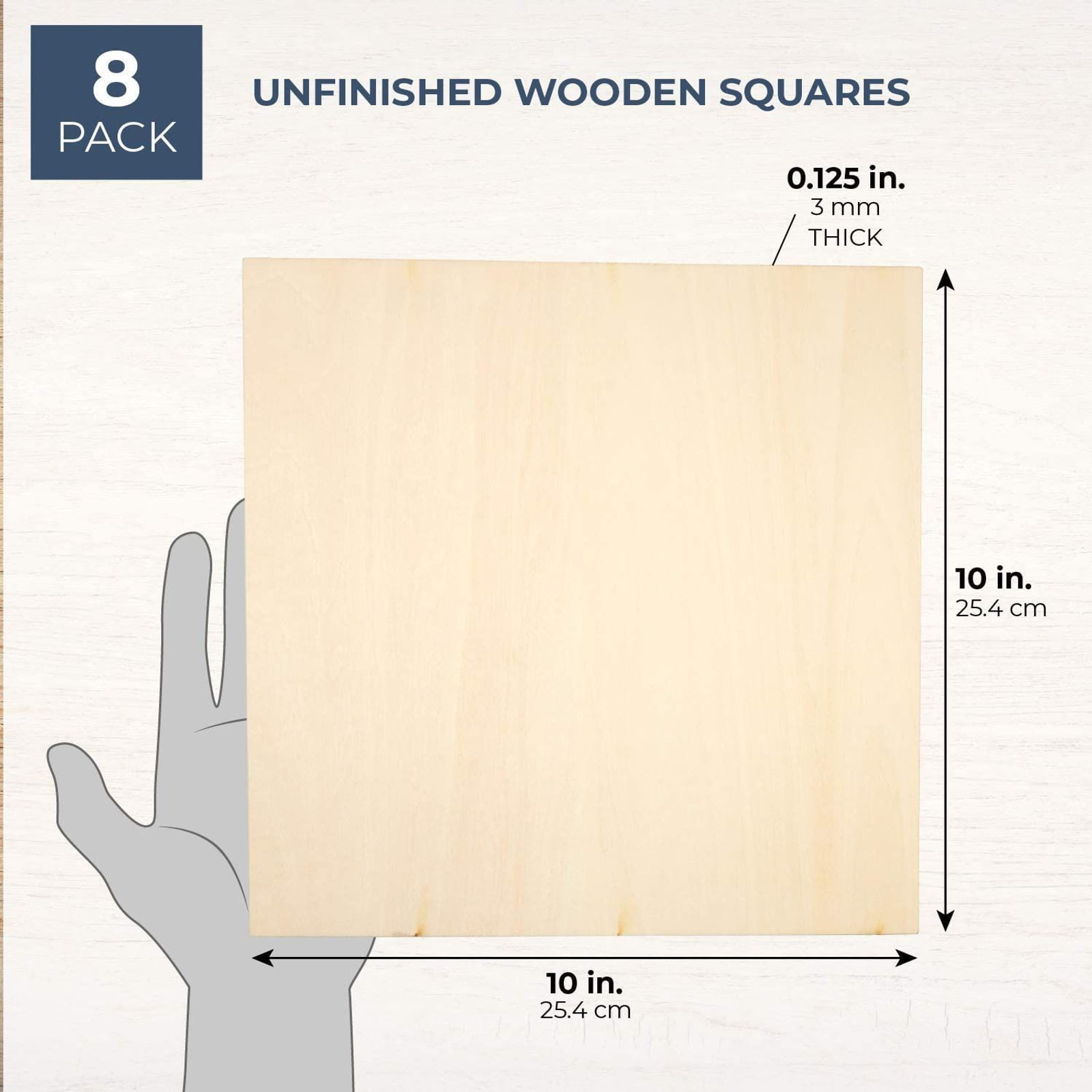 Thin Basswood Sheets, Wood Squares for Crafts 10x10, 3mm Plywood for Laser  Cutting, Wood Burning (8 Pack) 