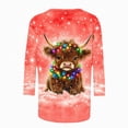 thumbnail image 5 of CLOISE 3/4 Sleeve T Shirts for Women Plus Size Christmas Cow Crew Neck Pullover Tee Tops Slim Festive Holiday Photos Clothes Red M, 5 of 5