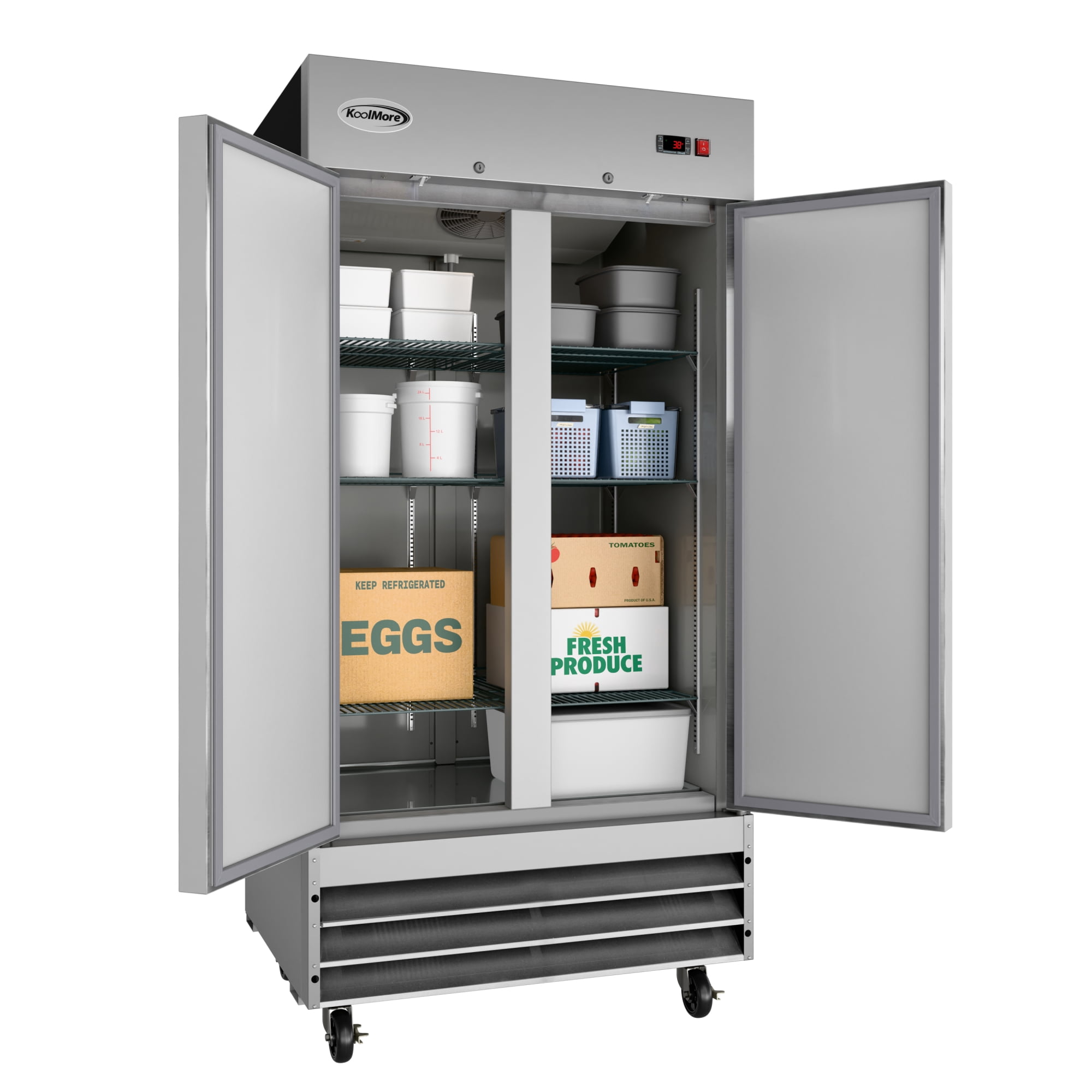 39 in. Commercial Stainless Steel 2-Door Reach-In Refrigerator, 35 cu. ft.