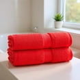 thumbnail image 2 of Premium Organic Cotton Bath Towels Plush Feather Touch Quick Dry Bath Sheet Eco Friendly Towel 100% Cotton Loop Terry, Red, Set of 2, 2 of 4