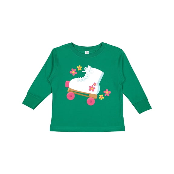 Inktastic Roller Skate Flowers Girls Long Sleeve Toddler T-Shirt