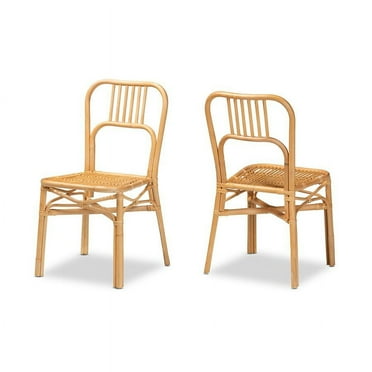 Baxton Studio Ivora Modern Bohemian Brown Rattan 2-Piece Dining Chair Set