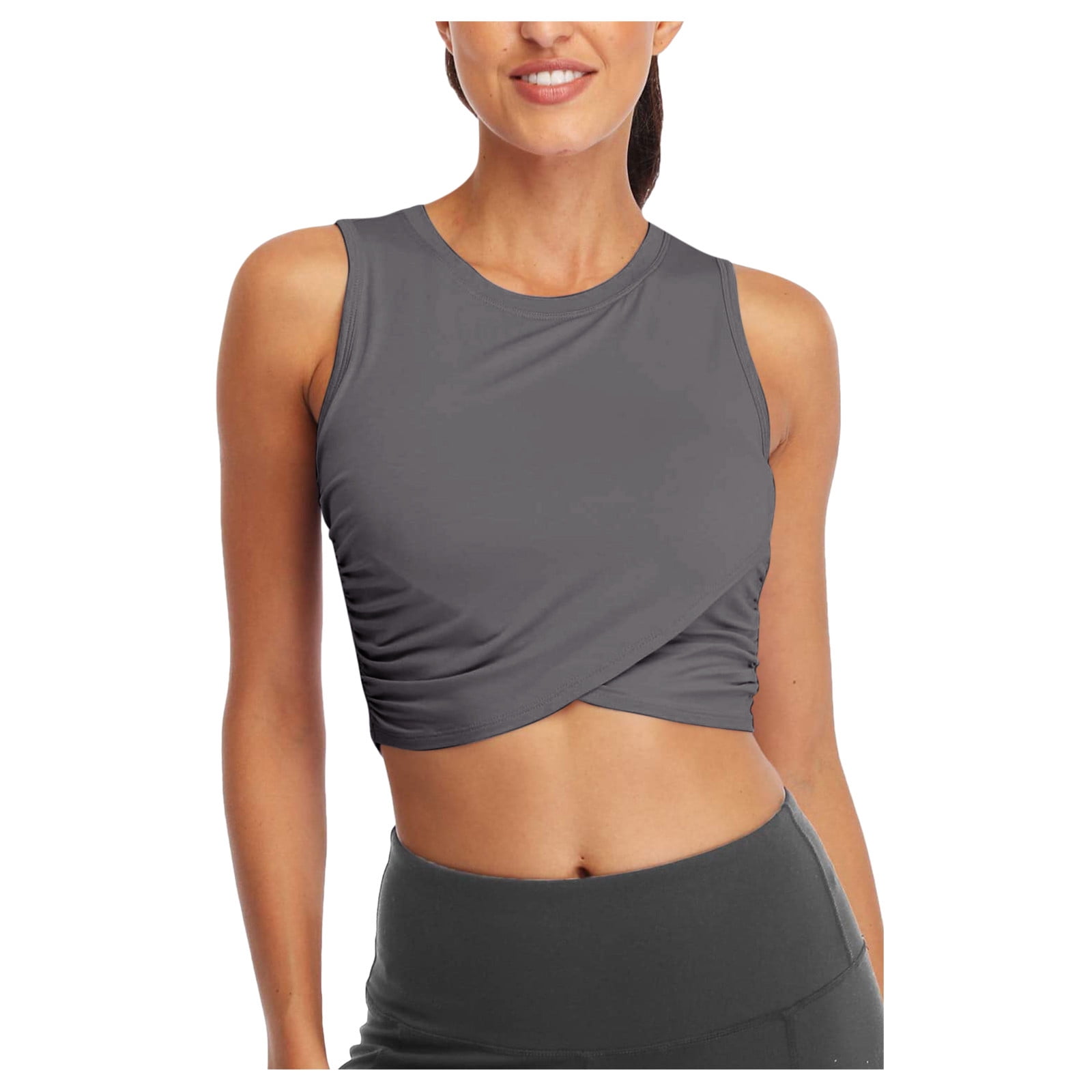 Sanutch Stretchy Long Sleeve Crop Top Sweatshirt Workout Tops for Women with Cut Off Hem