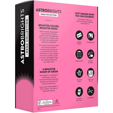 Astrobrights Mega Collection Colored Paper, 8 ½ x 11, 24 lb/89 GSM ...