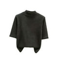 thumbnail image 2 of Ounisa Women's Oversized Crewneck Three-Quarter Short Sleeve Dropped Shoulder Pullover Spring Outfits, 2 of 5