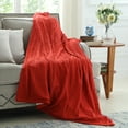 thumbnail image 6 of Cozy Tyme Lucie Cable Knit Throw - Reverse Faux Rabbit Fur 50"x 60" Red, 6 of 10