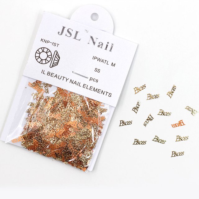 Hoja de metal con 12 constelaciones, joyería para uñas, palabras, letras, hoja de metal para uñas, fácil de usar