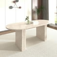 thumbnail image 4 of Noble House Phineas 78.74" Travertine-Inspired Oval Extendable Dining Table for 4–8, Wooden Strip Base, Beige, 4 of 15