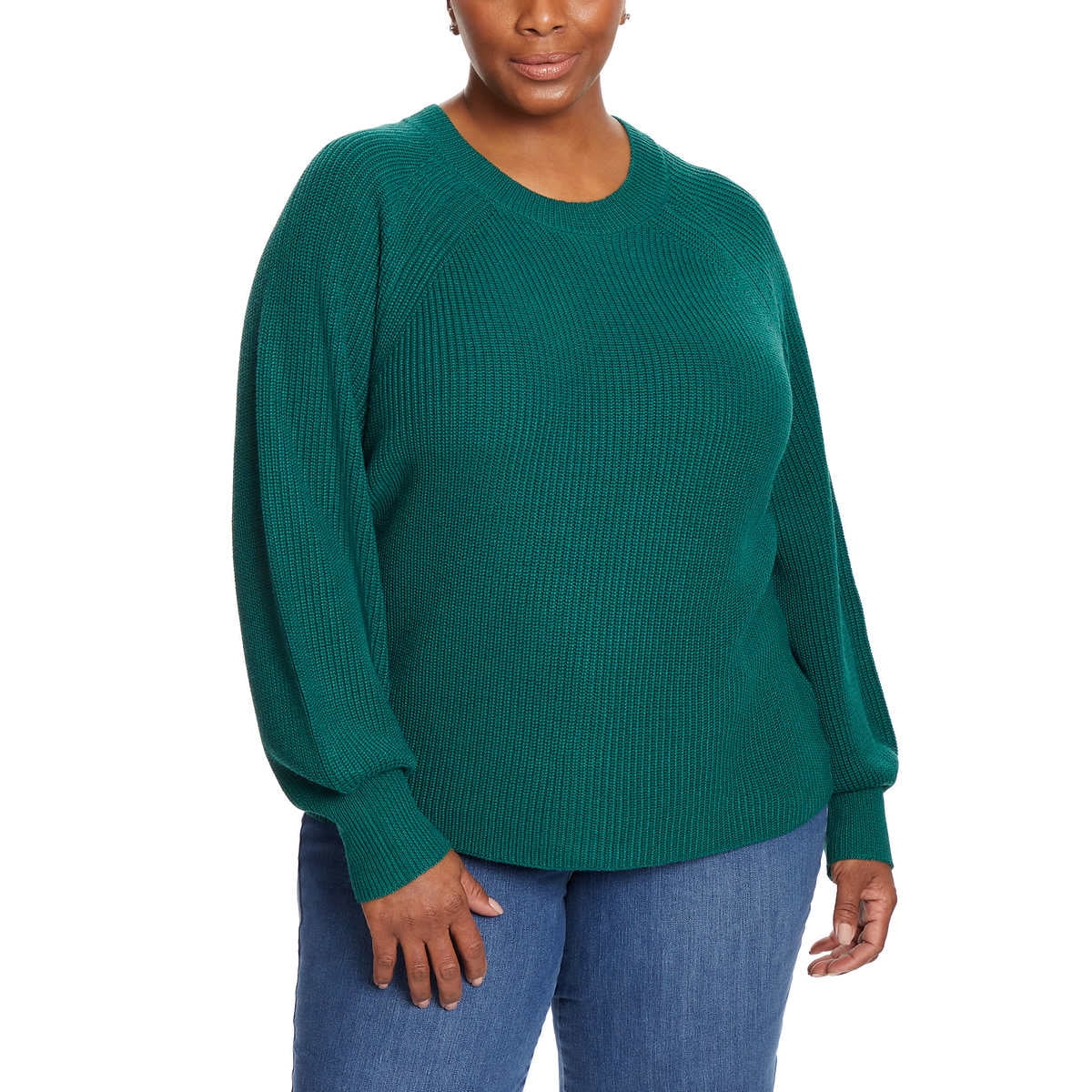 Jessica Simpson Women's Bell Sleeve Soft Rib Knit Top Relaxed Fit Sweater