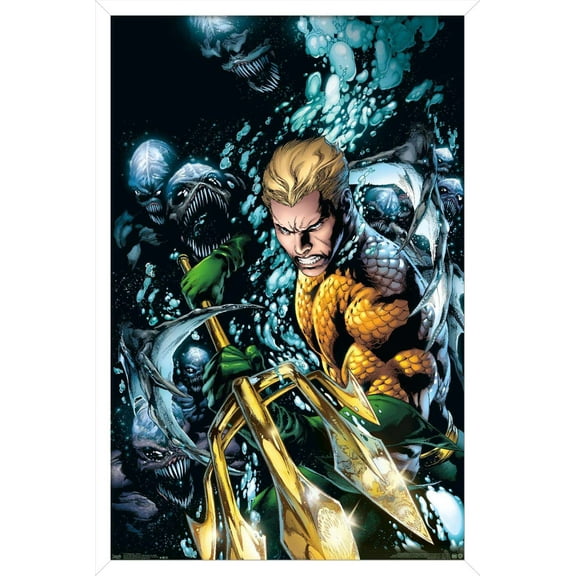 DC Comics - Aquaman - Trident Wall Poster, 14.725" x 22.375", Framed