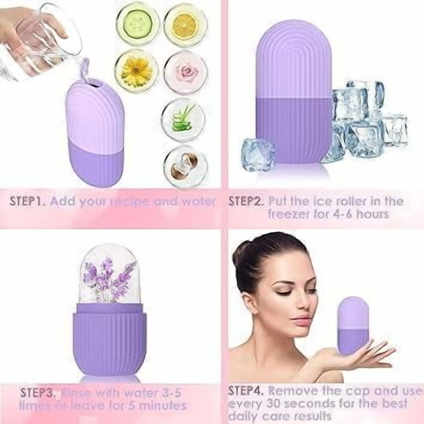 Ice Face Roller Silicone Facial Cube for Eyes Neck Massage Remove Dark Circle Pore Shrink Face Beauty Skin Care Ice Mould Kitchen Tools (Blue), Pack of 2Pcs