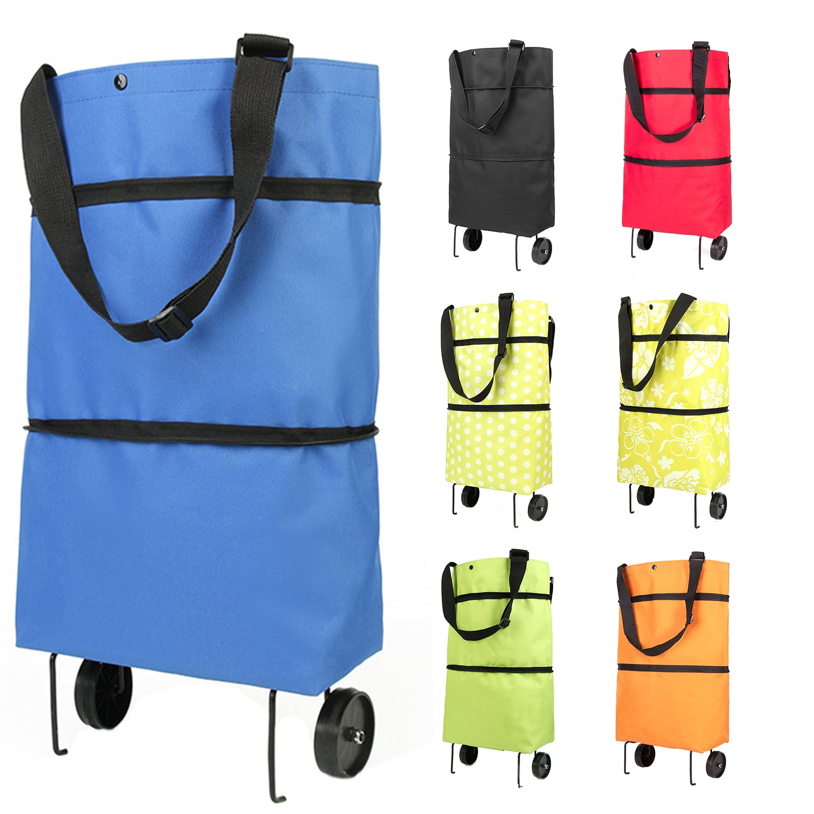 SPRING PARK Foldable Shopping Bag with Wheels, Foldable Shopping Cart