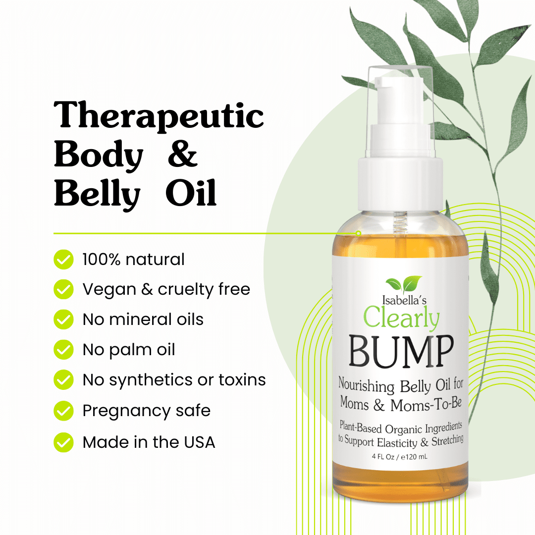 Clearly BUMP, Organic Belly Oil for Women | Firming and Soothing Body Oil to Encourage Natural Elasticity and Support Skin Throughout Pregnancy, Postpartum, Maternity | Made in USA (4 Fl Oz)