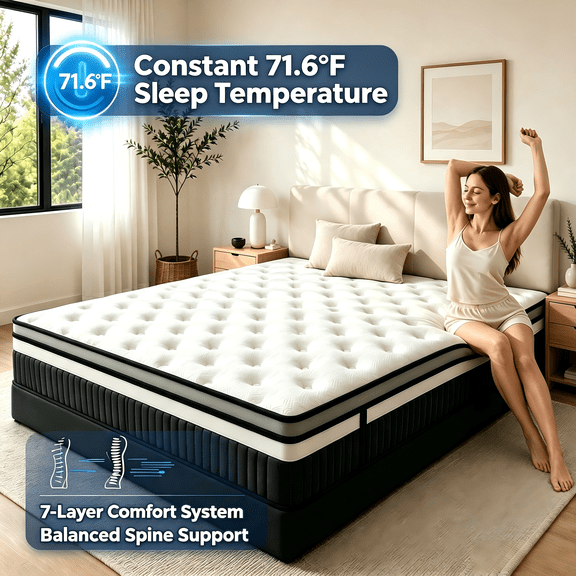 King Size Mattress 14 Inch, King Size Memory Foam Mattress with Cooling Foam and Pocket Spring Support, Medium Firm Hybrid Mattress, Pressure Relief, Motion Isolation, Bed in a Box, CertiPUR-US