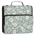 thumbnail image 2 of Haosy 3 Ring Zipper Binder with Shoulder Strap Waterproof Trapper Keeper 2 Inch D-Ring 500 Sheets Capacity, Sage Green White Flower, 2 of 8