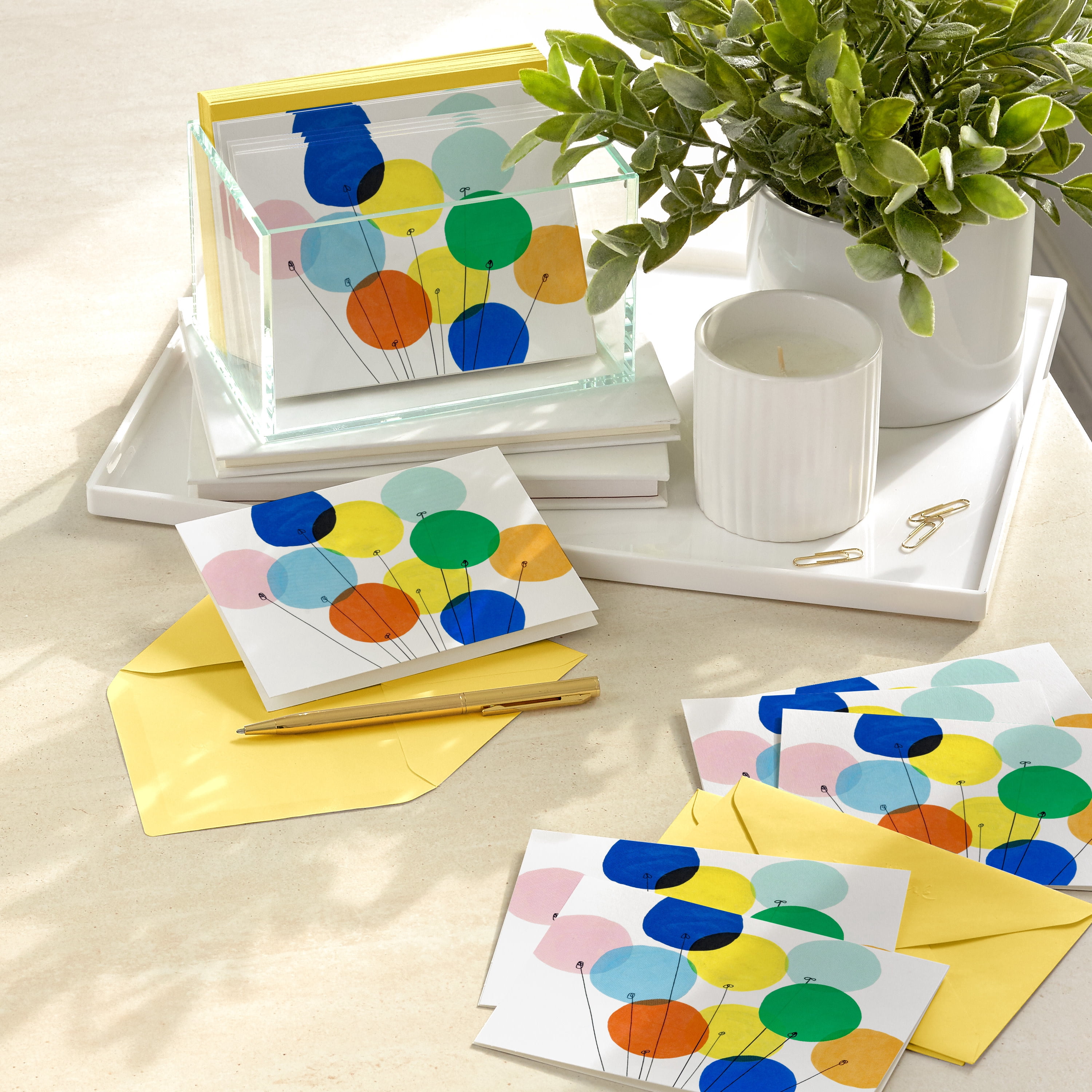 Hallmark Blank Notes (Colorful Balloons), 20 Count